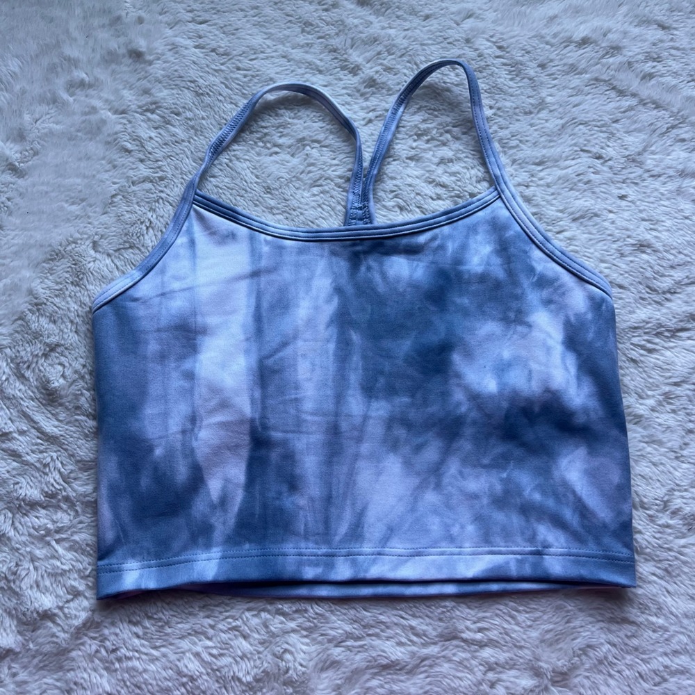 OFFLINE by Aerie Recharge Tie Dye Sports Bra Blue White Small Racerback Crop Top